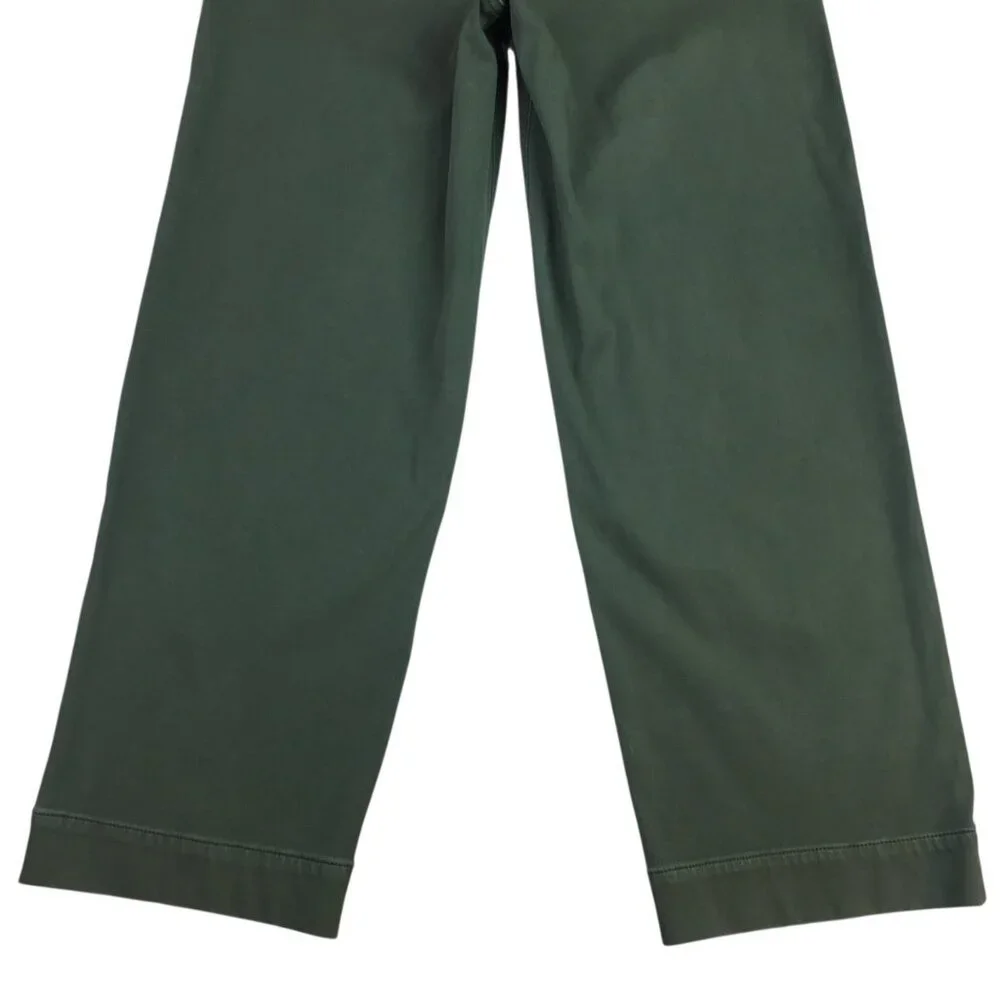 Spanx Twill Crop Wide Leg Pants Olive Green Womens Small Casual High-Waist - Picture 8 of 13